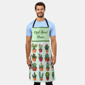 鉢付き砂漠サボテンと多肉植物 エプロン (着用した状態)