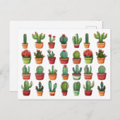 鉢付き砂漠サボテンと多肉植物 ポストカード (正面/裏面)