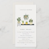 鉢付き葉多肉植物カップルのシャワー招待状 サンキューカード (正面/裏面)