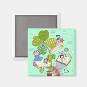 鉢植えで勉強している子どもの側面図 マグネット (正面/裏面)