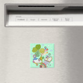 鉢植えで勉強している子どもの側面図 マグネット (インサイチュ (食洗機))