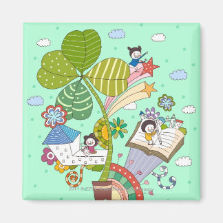 鉢植えで勉強している子どもの側面図 マグネット