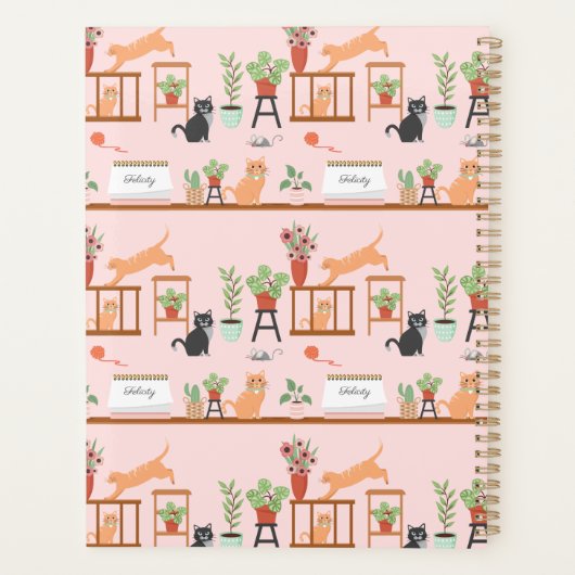 鉢植えと可愛いハッピーキャッツ プランナー手帳 (裏面)