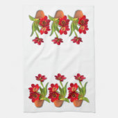 鉢植えな成長した赤いチューリップの写真 キッチンタオル (縦)