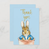 鉢植えに座るウサギのピーター サンキューカード (正面/裏面)