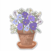 鉢植えのすみれ 紫色の花 – 母の日 フラワーギフト シール (正面)
