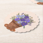 鉢植えのすみれ 紫色の花 – 母の日 フラワーギフト ペーパーコースター (アングル)
