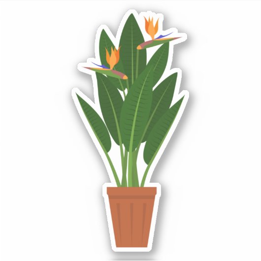 鉢植えのグリーンの観葉植物の透明ステッカー シール (正面)