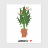 鉢植えのグリーンの観葉植物の透明ステッカー シール (シート)