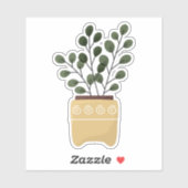 鉢植えのグリーン観葉植物の透明ステッカー シール (シート)