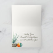 鉢植えのサボテンとクリスマスオーナメント南西 シーズンカード (内部)