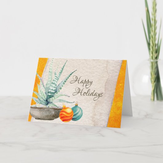 鉢植えのサボテンとクリスマスオーナメント南西 シーズンカード (正面)