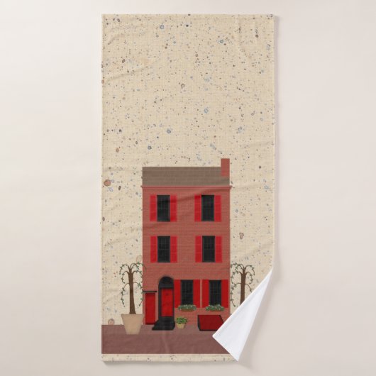 鉢植えのタオルをセットした茶色の石 バスタオルセット (バスタオル)