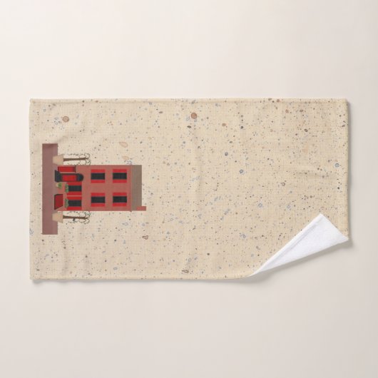 鉢植えのタオルをセットした茶色の石 バスタオルセット (ハンドタオル)