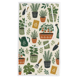 鉢植えのハーブとトマトの庭園の植物図案 スモールペーパーバッグ