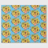 鉢植えのヒマワリ（青） ラッピングペーパー (フラット)