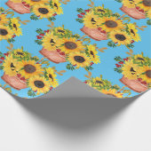 鉢植えのヒマワリ（青） ラッピングペーパー (角)