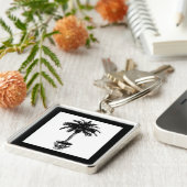 鉢植えのヤシの木 – 白黒 キーホルダー (側面)