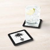 鉢植えのヤシの木 – 白黒 コースター (右側)
