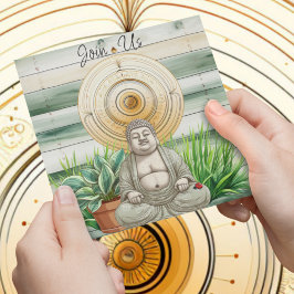 鉢植えの仏像とテントウムシ 招待状