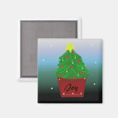 鉢植えの常緑クリスマスツリー マグネット (正面/裏面)
