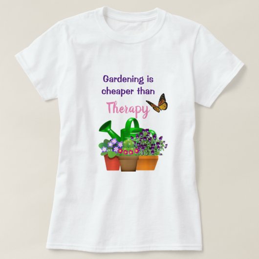 鉢植えの庭でガーデンセラピー Tシャツ (デザイン正面)