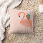 鉢植えの手を引いた熱帯性フラミンゴ クッション (ブランケット)