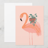 鉢植えの手を引いた熱帯性フラミンゴ 招待状 (正面/裏面)