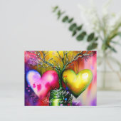 鉢植えの木とハートバレンタイン ポストカード (スタンド正面)