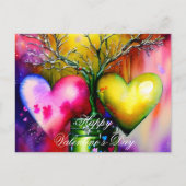 鉢植えの木とハートバレンタイン ポストカード (正面)