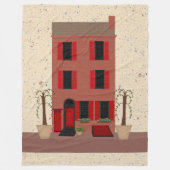 鉢植えの木の付いた茶色のフリースブランケット フリースブランケット (正面)