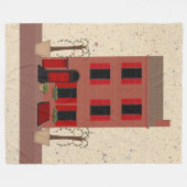 鉢植えの木の付いた茶色のフリースブランケット フリースブランケット (正面(横))