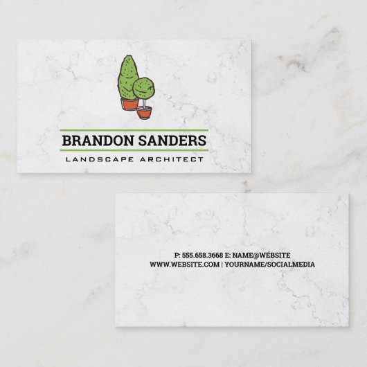 鉢植えの木 |地主 名刺 (正面/裏面)