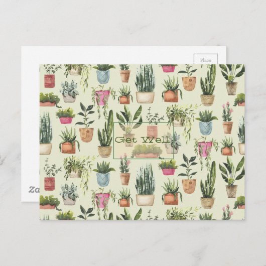鉢植えの植物の回復グリーティングカード ポストカード (正面/裏面)