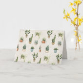 鉢植えの植物の水色の様々な カード (黄色い花)