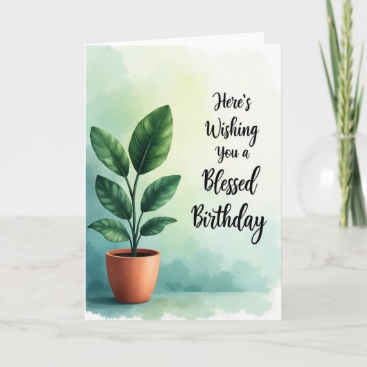 鉢植えの植物の誕生日カード カード (正面)