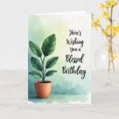 鉢植えの植物の誕生日カード カード (黄色い花)