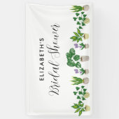 鉢植えの植物 ブライダルシャワーの緑の背景 横断幕 (縦)