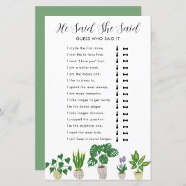 鉢植えの植物 ブライダルシャワーゲーム 彼が言った 彼女が言った