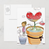 鉢植えの水やりをする人 ポストカード (正面/裏面)
