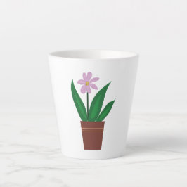 鉢植えの紫の花 カフェラテマグ