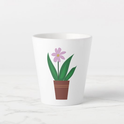 鉢植えの紫の花 カフェラテマグ (正面)
