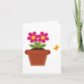 鉢植えの花と蝶のカード カード (正面)