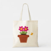 鉢植えの花と蝶のトートバッグ トートバッグ (裏面)