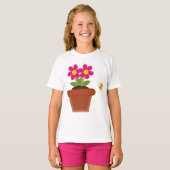 鉢植えの花と蝶のTシャツ Tシャツ (正面フル)