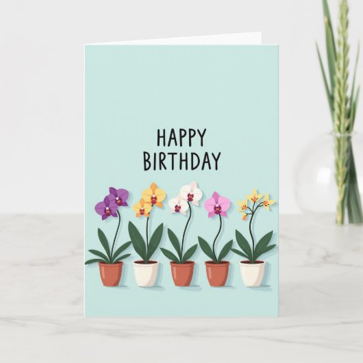 鉢植えの花 誕生日カード カード (正面)