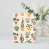 鉢植えの観葉植物パターン ポストカード (スタンド正面)