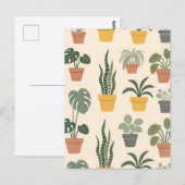 鉢植えの観葉植物パターン ポストカード (正面/裏面)