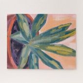 鉢植えの観葉植物 モダン ボタニカル グリーン 水彩画 ジグソーパズル (横)