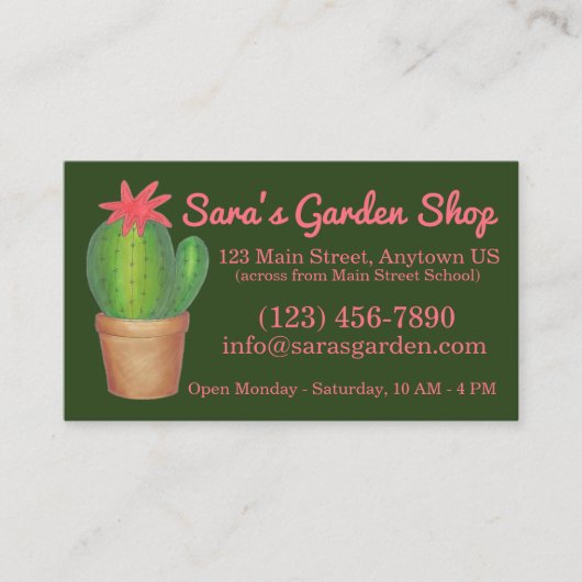 鉢植えグリーンサボテン花園芸店 名刺 (正面)